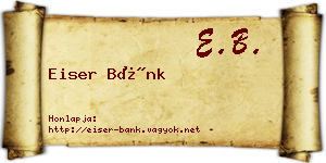 Eiser Bánk névjegykártya